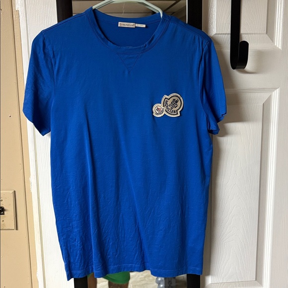 Moncler Royal Blue T-Shirt with Emblem - Picture 1 of 3